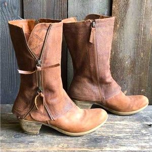 Naniya Women’s Side-Zip Cowboy Boots Brown Size 8 40 New In Package